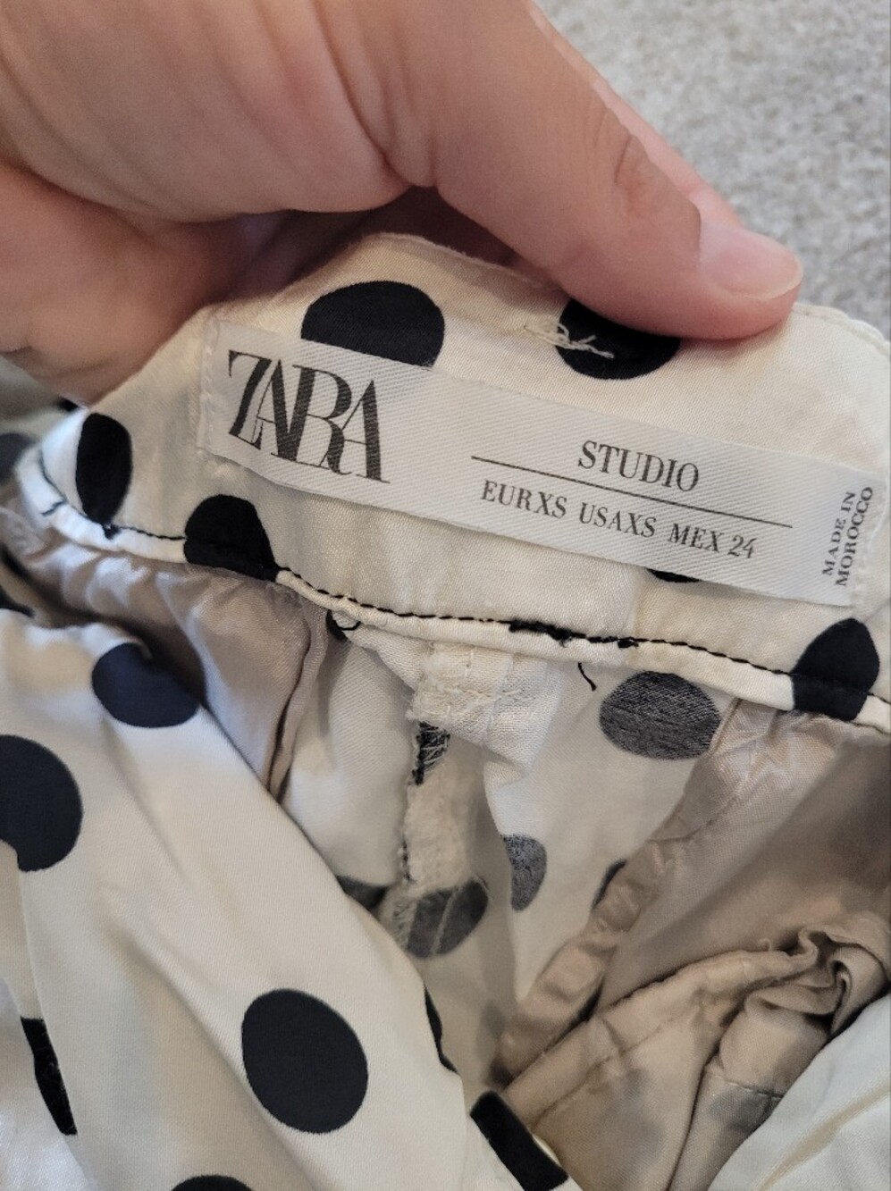 Zara Studio Woman Wide-Leg Polka Dot Flowing Trousers Pant Size XS - Picture 9 of 9
